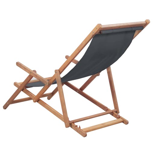 NNEVL Folding Beach Chair Fabric and Wooden Frame Grey