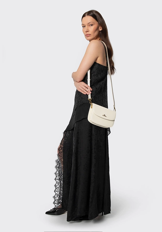 Damska crossbody ze skóry naturalnej kremowa