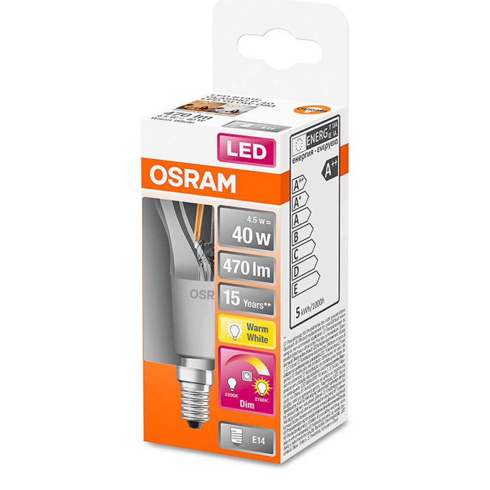LYSPÆRE OSRAM STAR  LED GLOWDIM E14 4,5W