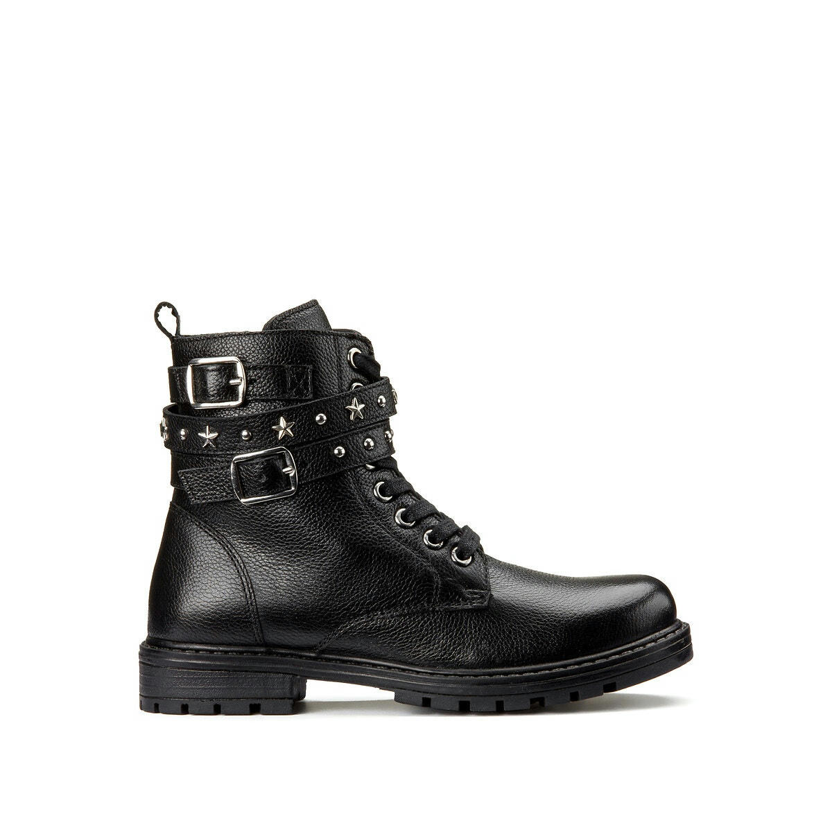 Bottines en cuir montantes à lacets esprit rock