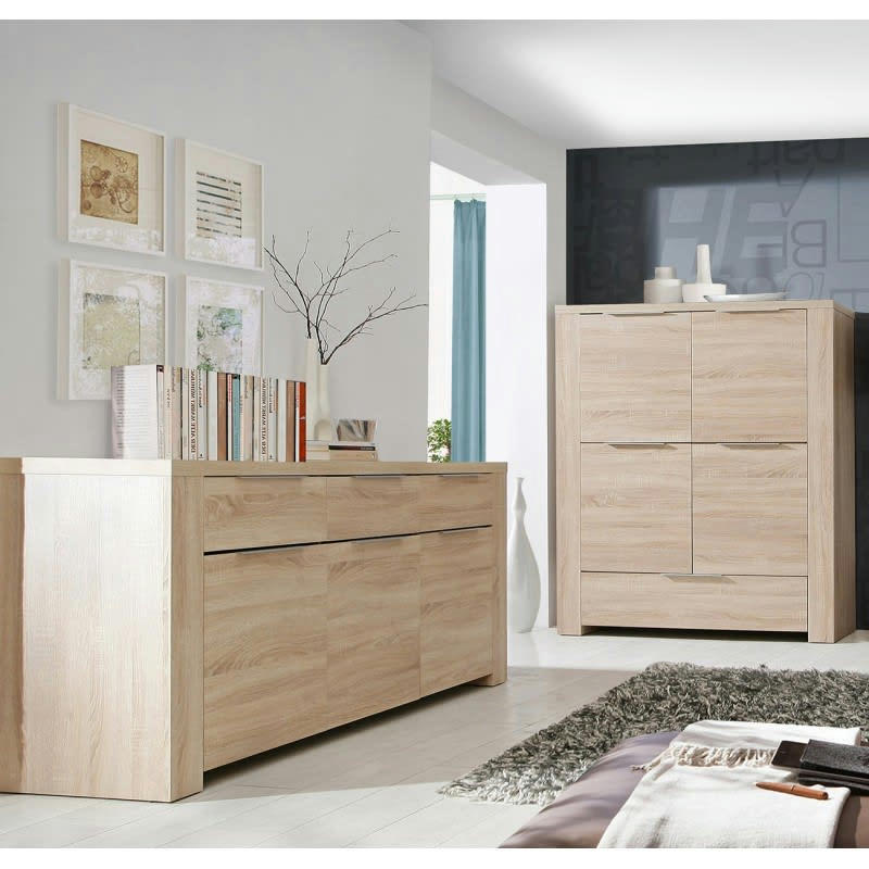 OPIO - Bahut 3 portes aspect chêne clair