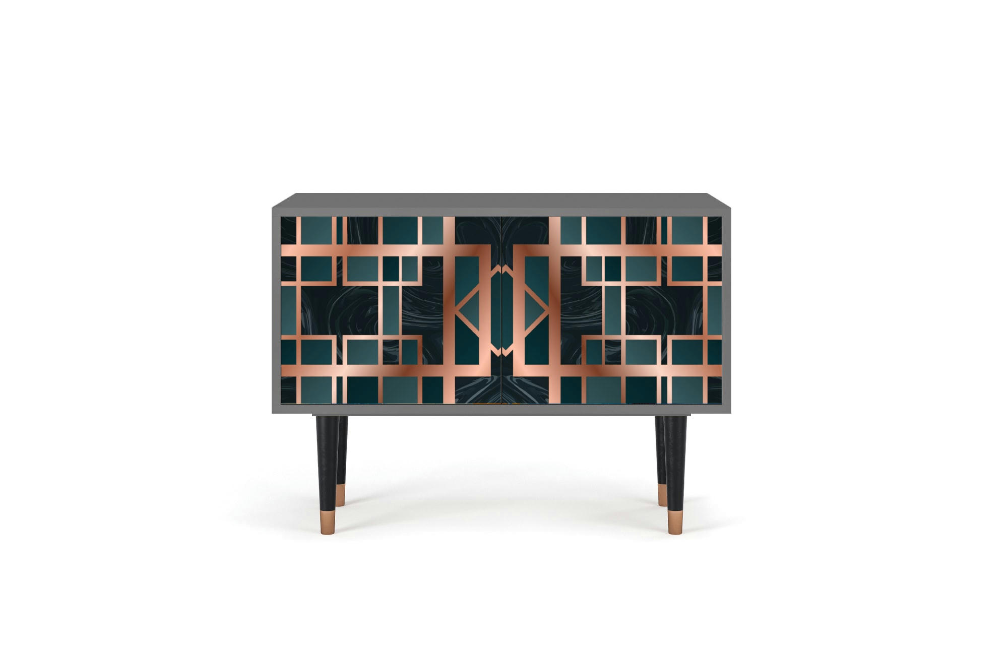 EMERALD METRO - Buffet bas  bleu-vert 2 portes L 94 cm