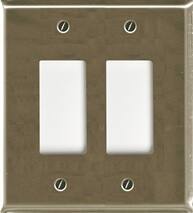 Atron Electro Industries 2167RRBN Double Rocker Style Switch Plate, 2 Gang, Brushed Nickel