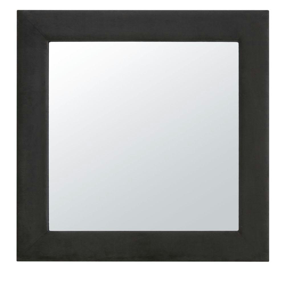 VERONE - Miroir carré à encadrement en velours noir 100x100