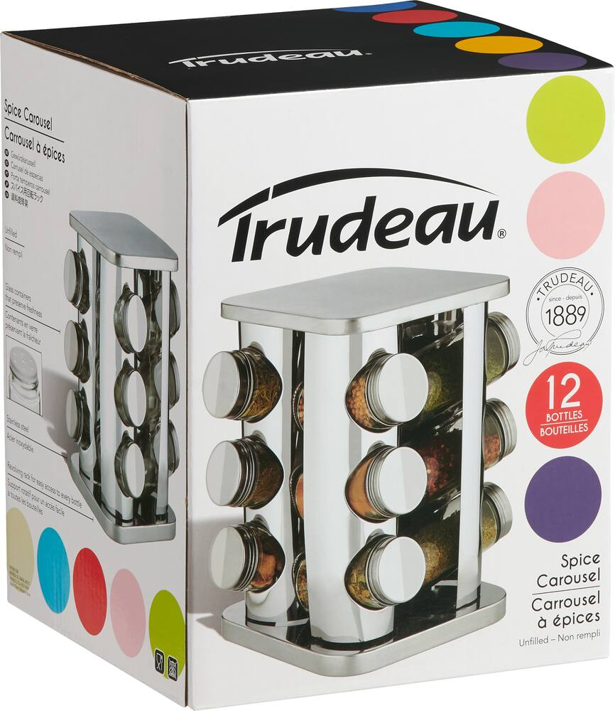 Trudeau 12 Bottle Revolving Square Spice Rack Carousel