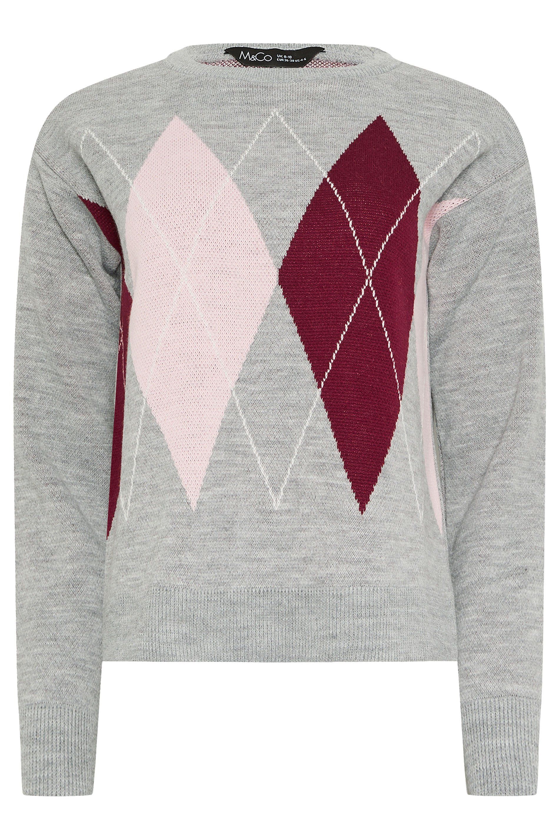 M&Co Petite Argyle Jumper