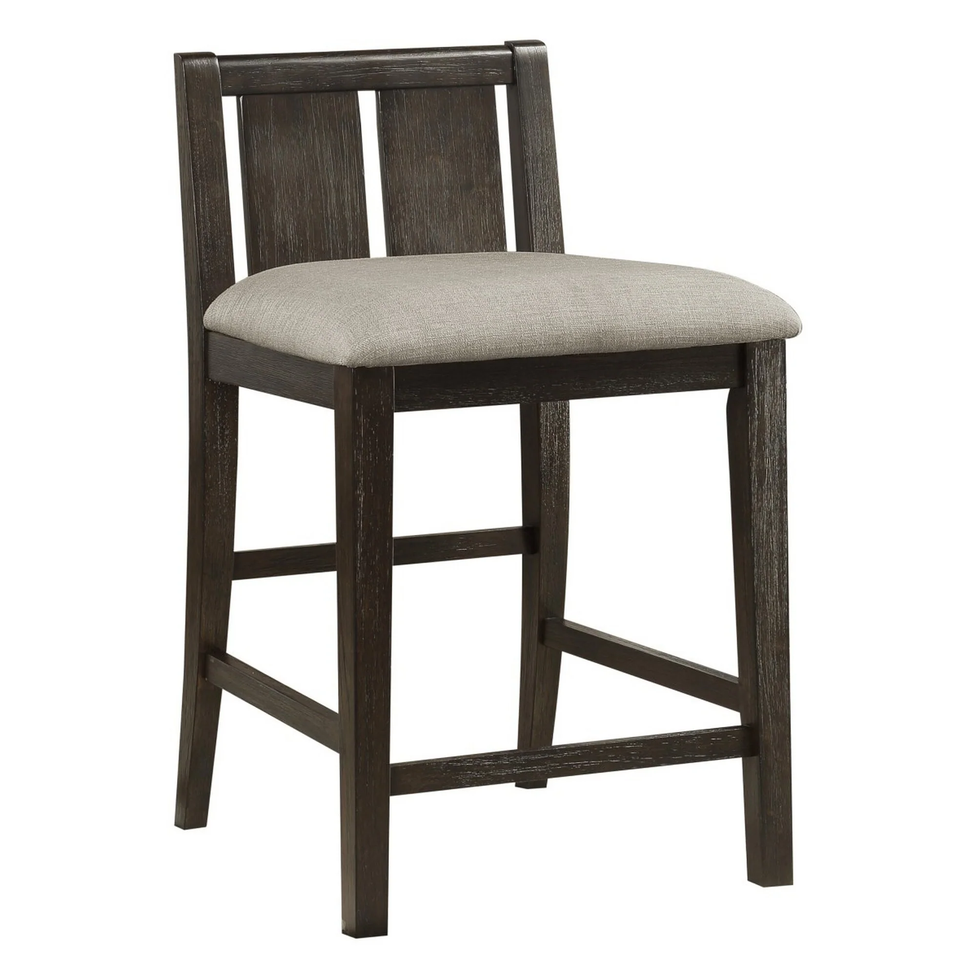 Wooden 3 Piece Counter Set with USB Plugin and Panel Back Chair, Brown