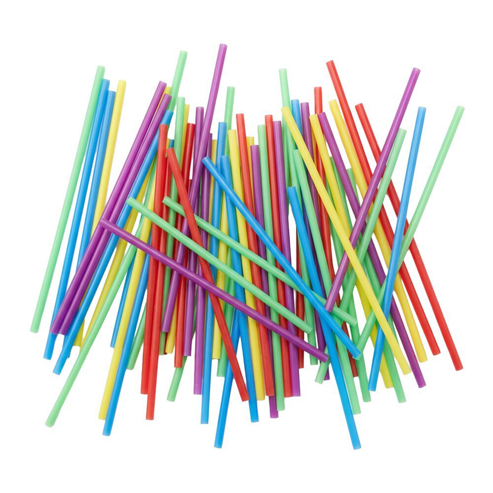 Paille réutilisable x50 plastique multicolore L20cm