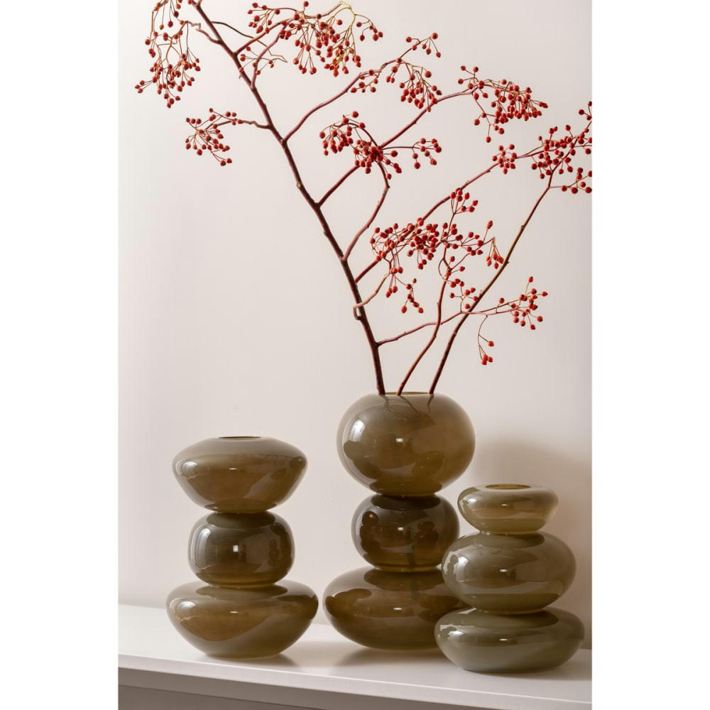 BUBBLES - Vase en verre vert h25cm