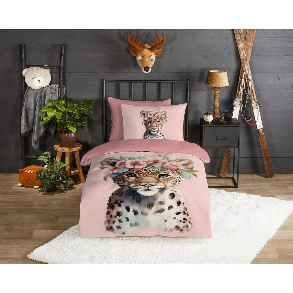 Good Morning Panterbloem Flanel Dekbedovertrek Roze