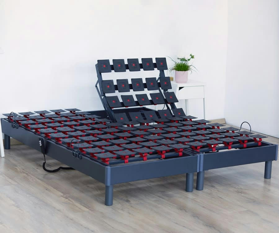 RELAX SOM PLOT ANTHRACITE - Sommiers relaxation electrique français 2x90x200