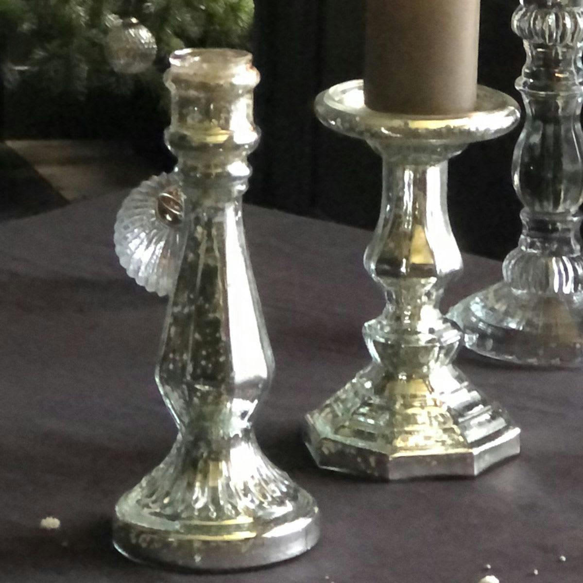 - Bougeoir en verre mercurisé