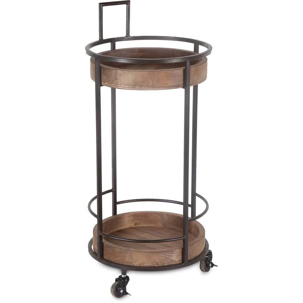 Mercana Brulee Beige Wood Bar Cart