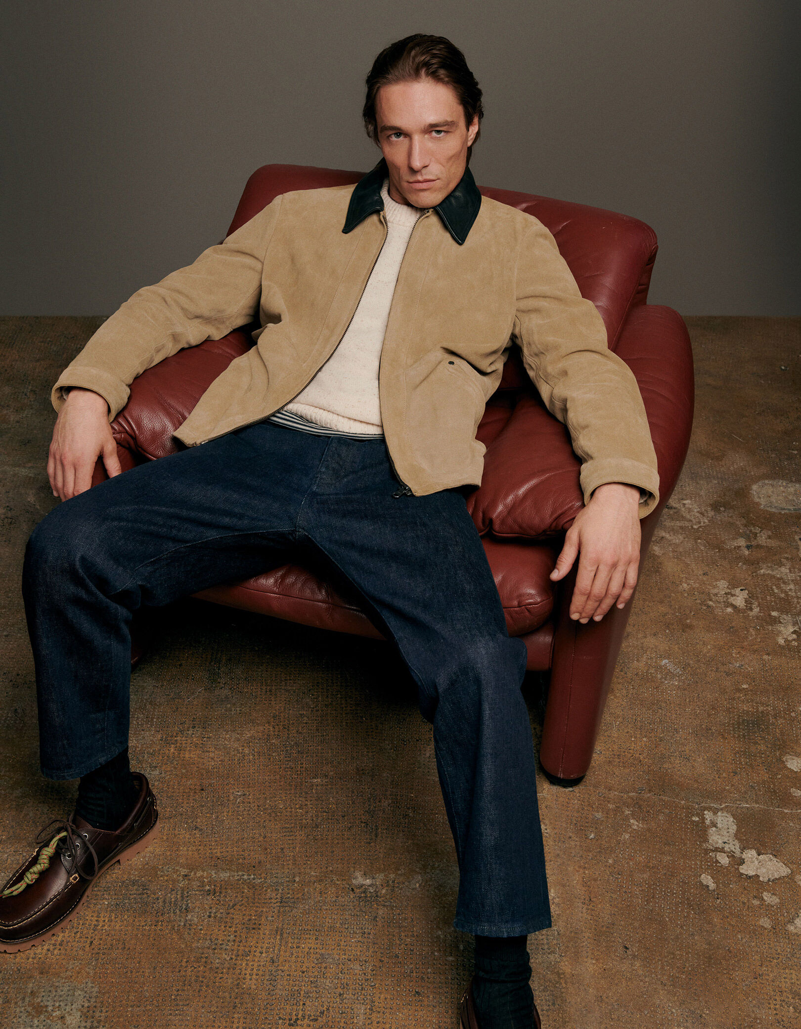 Jean gaucho bleu brut cropped Homme