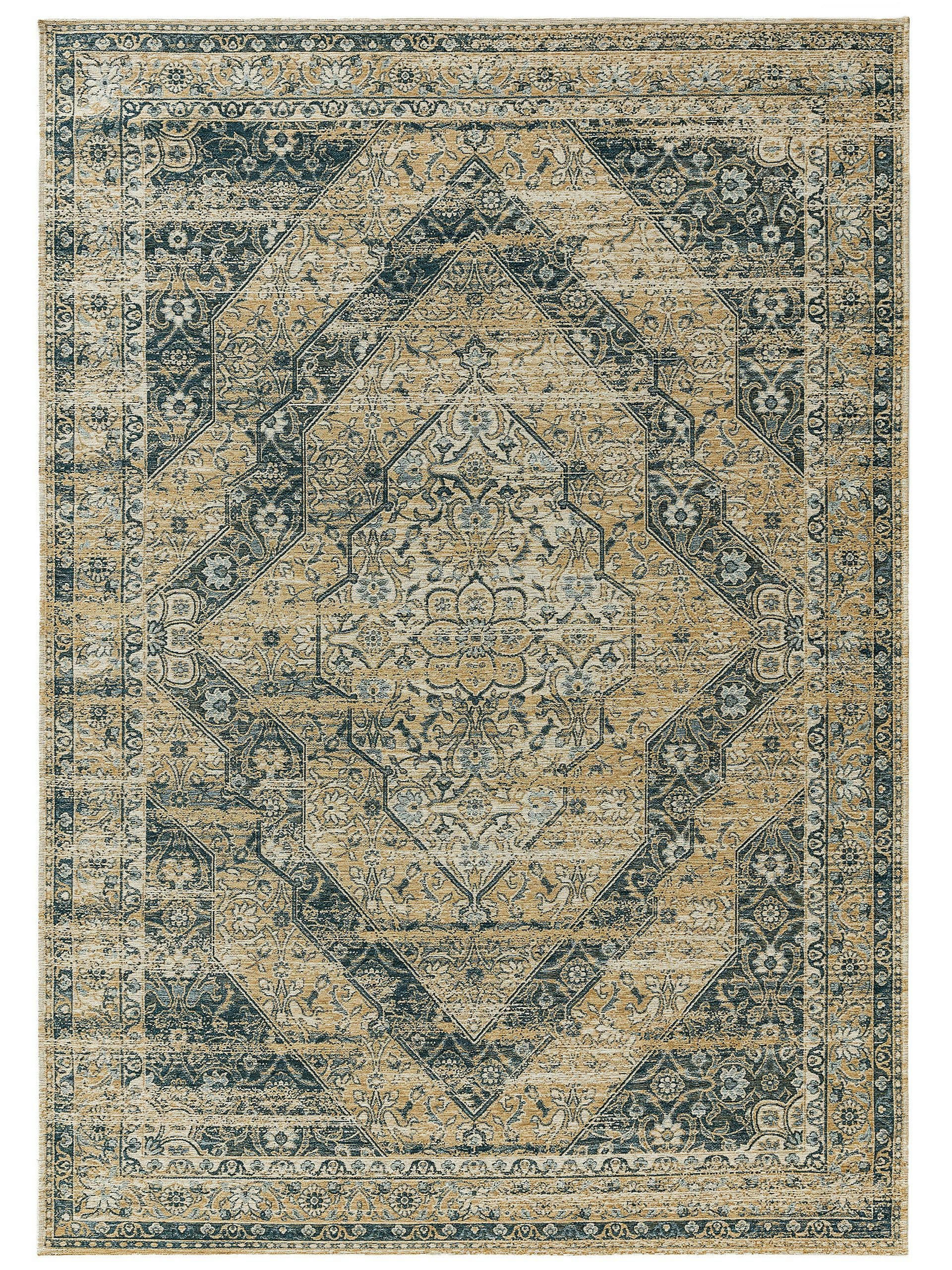 FRENCIE - Tapis tissé à plat bleu 120x180