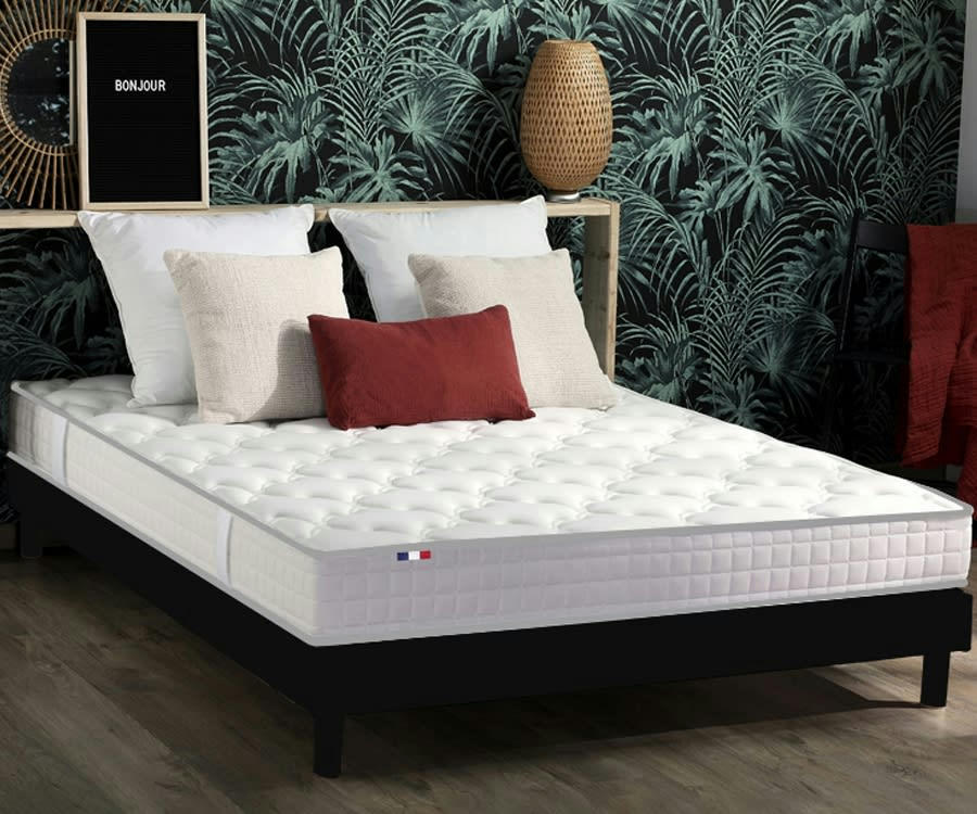 ENSEMBLE KIT CIRRUS - Matelas Mousse Haute Résilience + Sommier Kit Anthracite 160x200