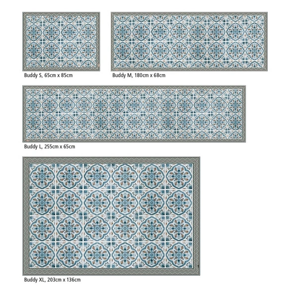 Vinyl Teppich »Gabriel«, BxL:180 cm x 68 cm, blau|weiß|grau