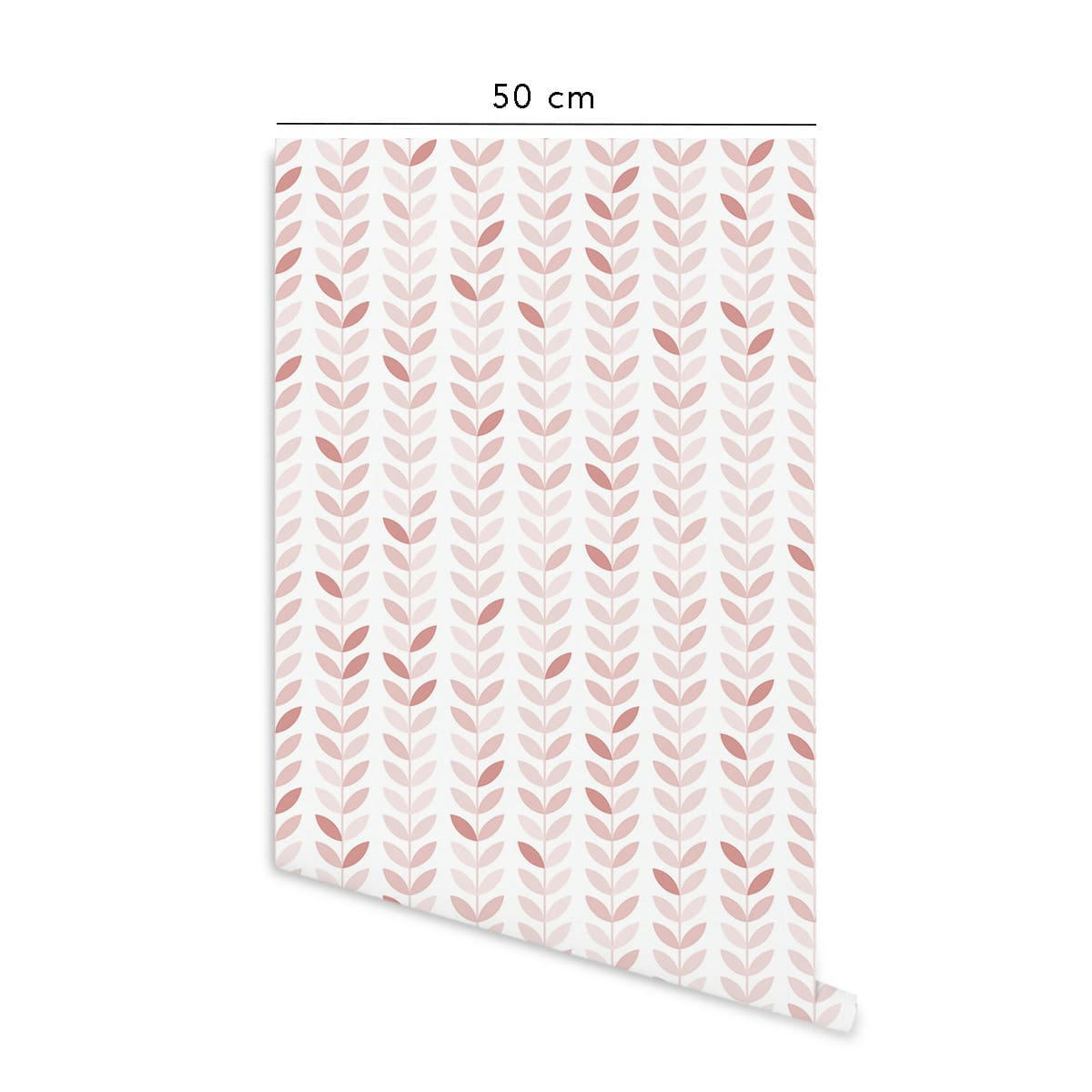 VINTAGELEAVES - Papier peint vinyle adhésif feuilles vintage rose vif 50x300 cm