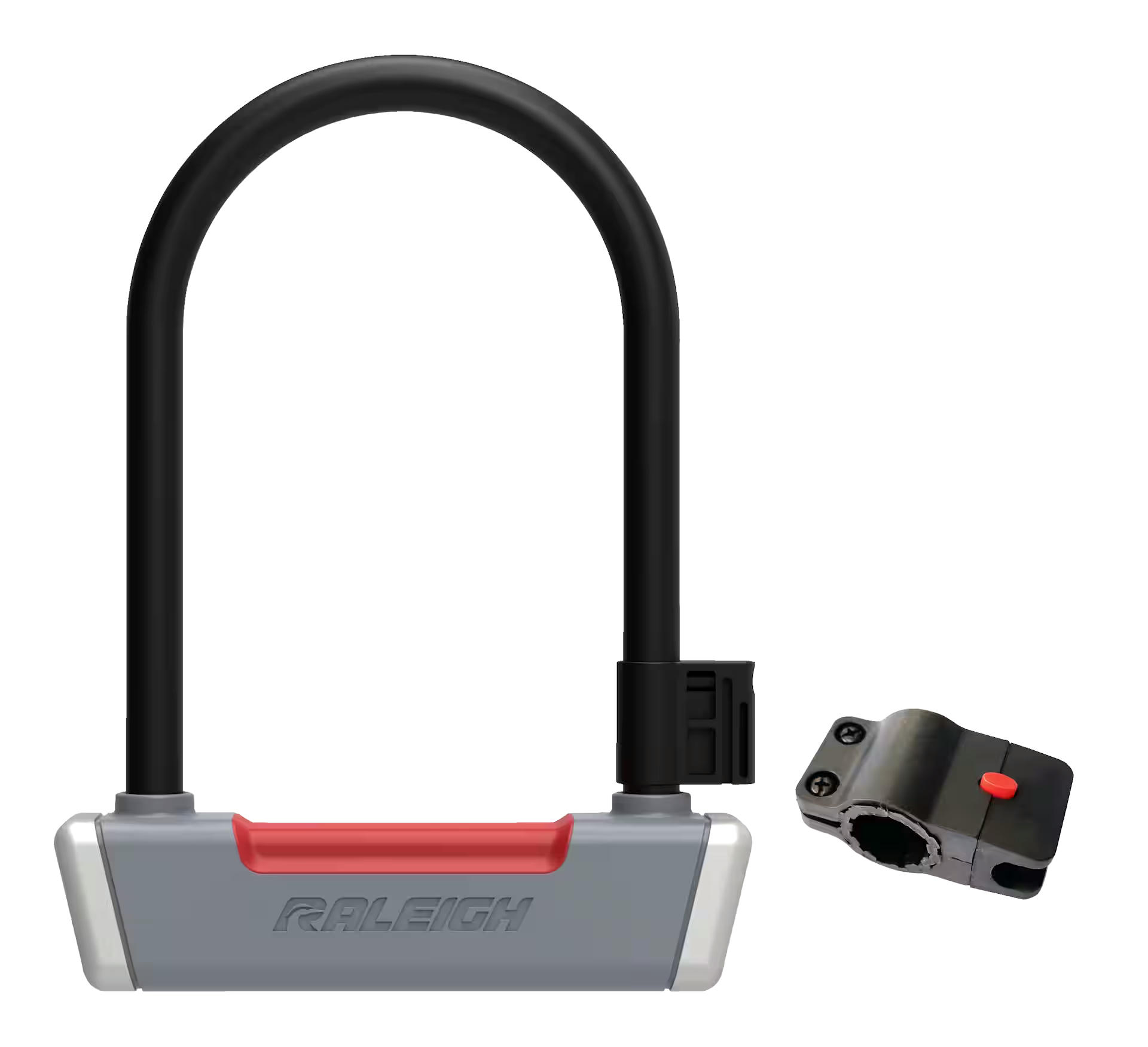 Raleigh Oversized Bike U-Lock  w/Key Anti-Theft, Grey, 8-in