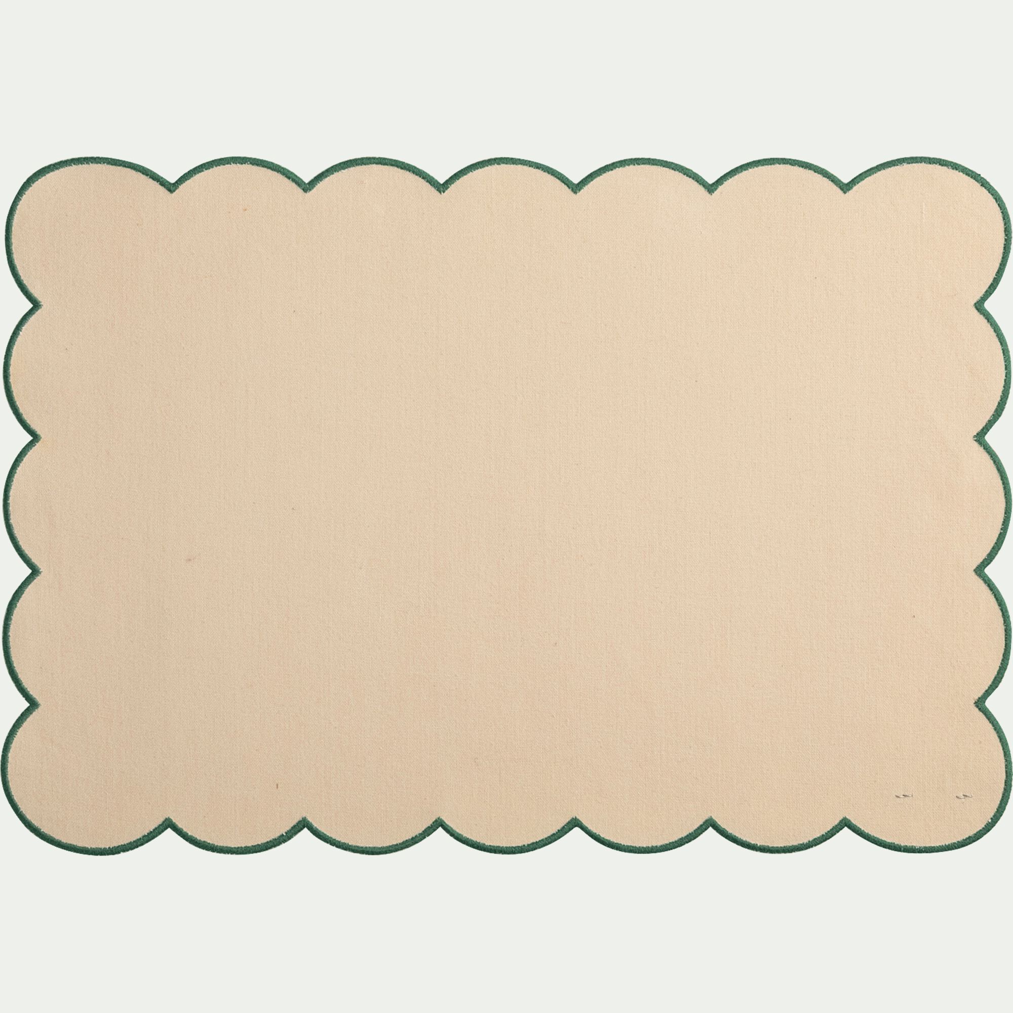 RIOU - Lot de 2 sets de table en coton finition point bourdon 33x48cm - vert