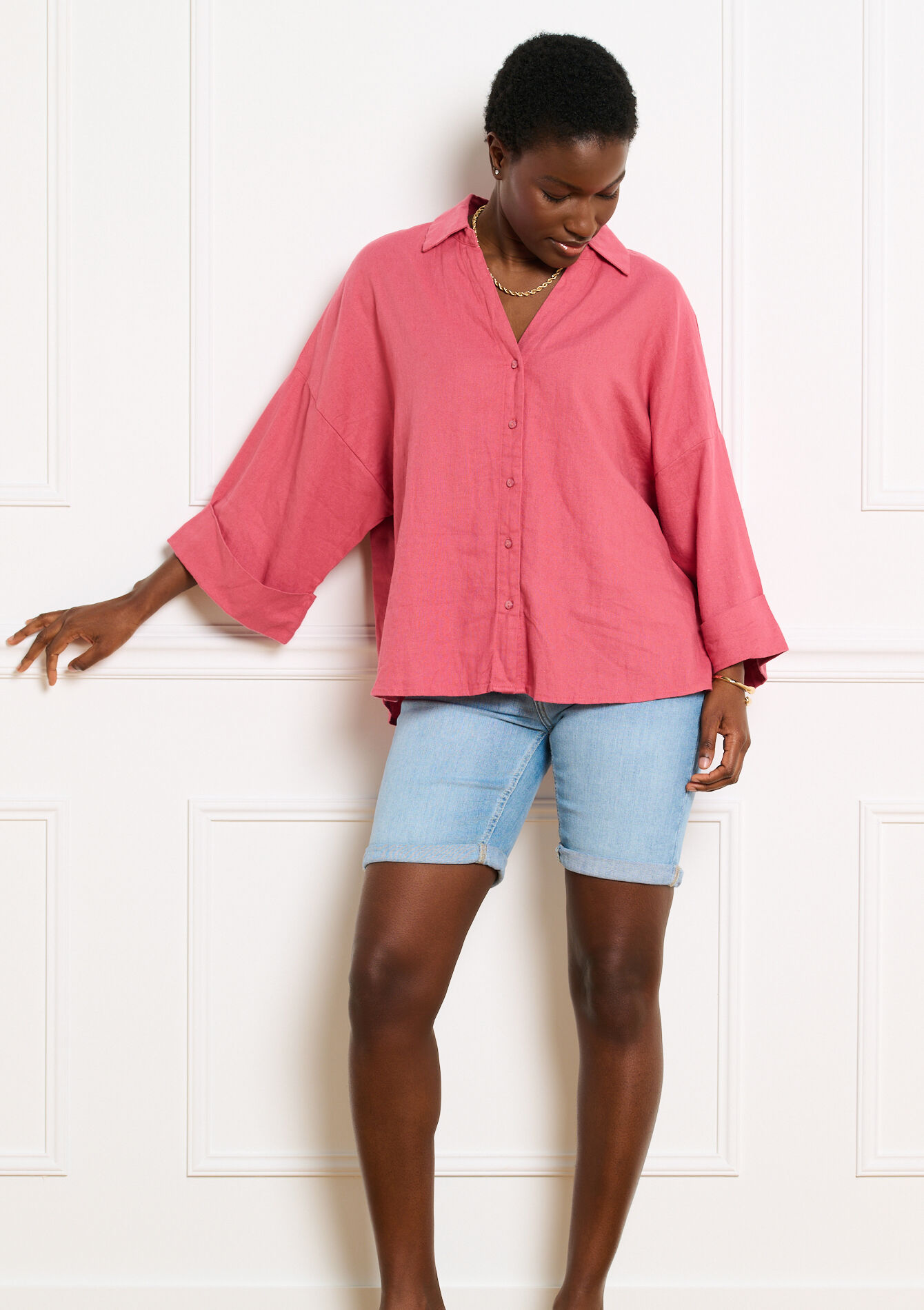 Losvallend shirt met wijde mouwen