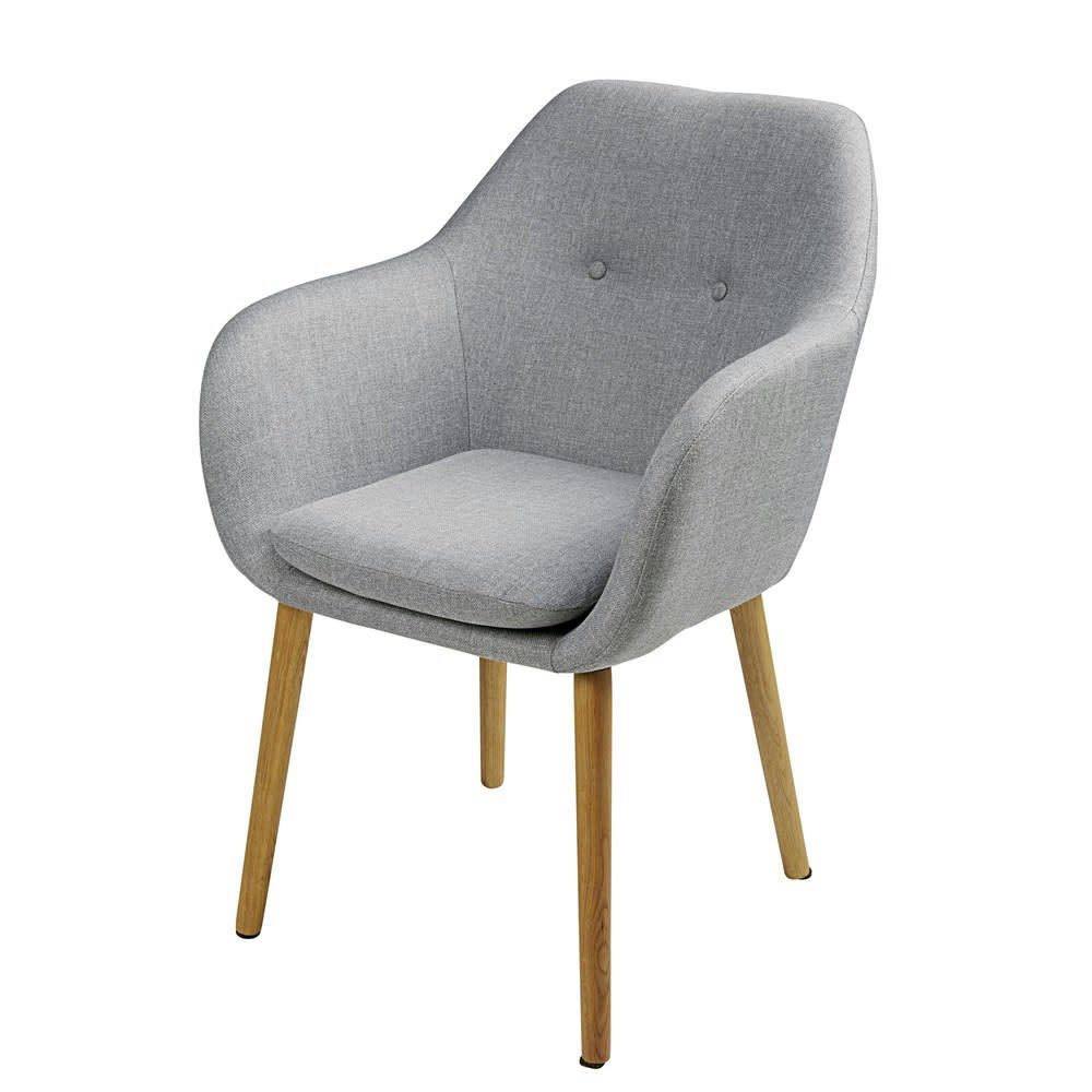 Arnold - Fauteuil de table vintage gris clair