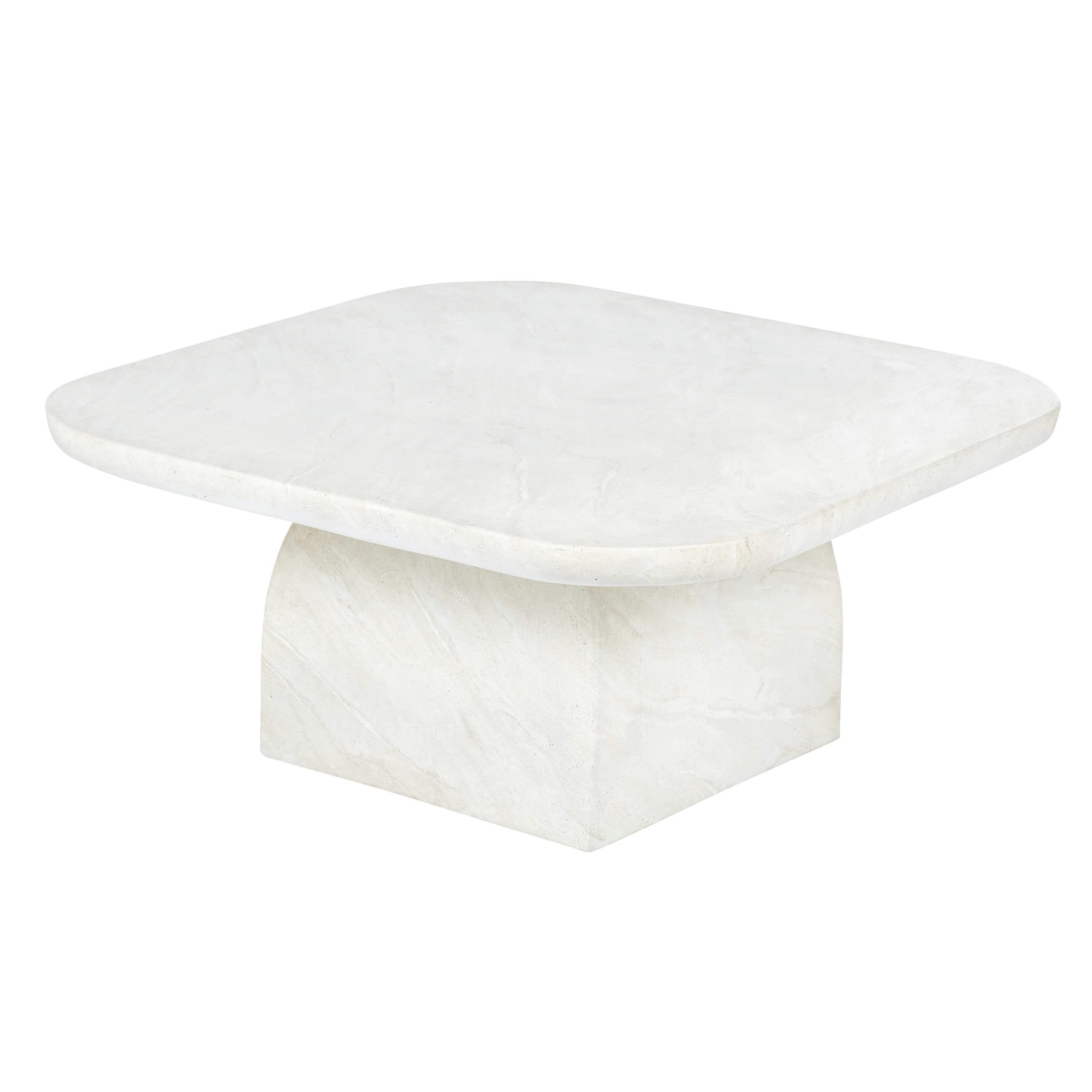 - Table basse de jardin en béton imitation travertin beige