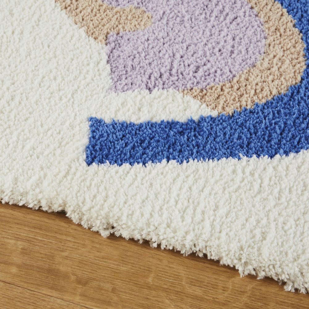 - Tapis tufté à formes colorées bleu, vert, orange 120x180