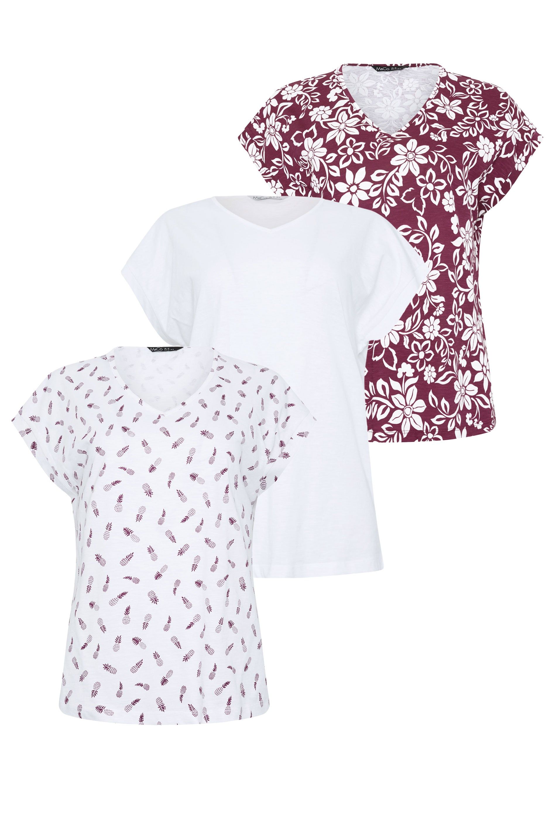 M&Co 3 Pack Printed Cotton T-Shirts