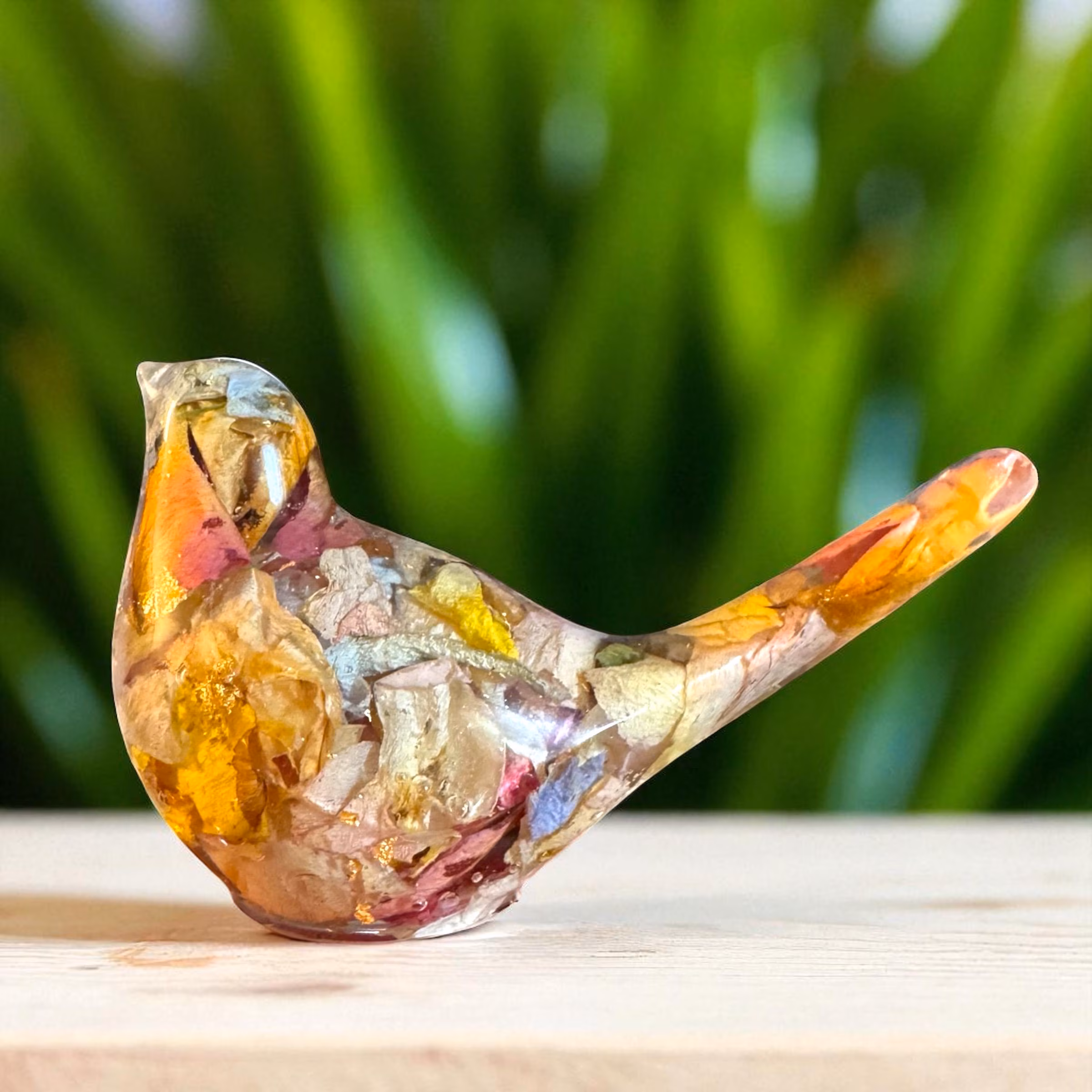 Custom Floral Resin Bird Memorial Decoration: Funeral Flower Keepsake, Decorative Cardinal Memento