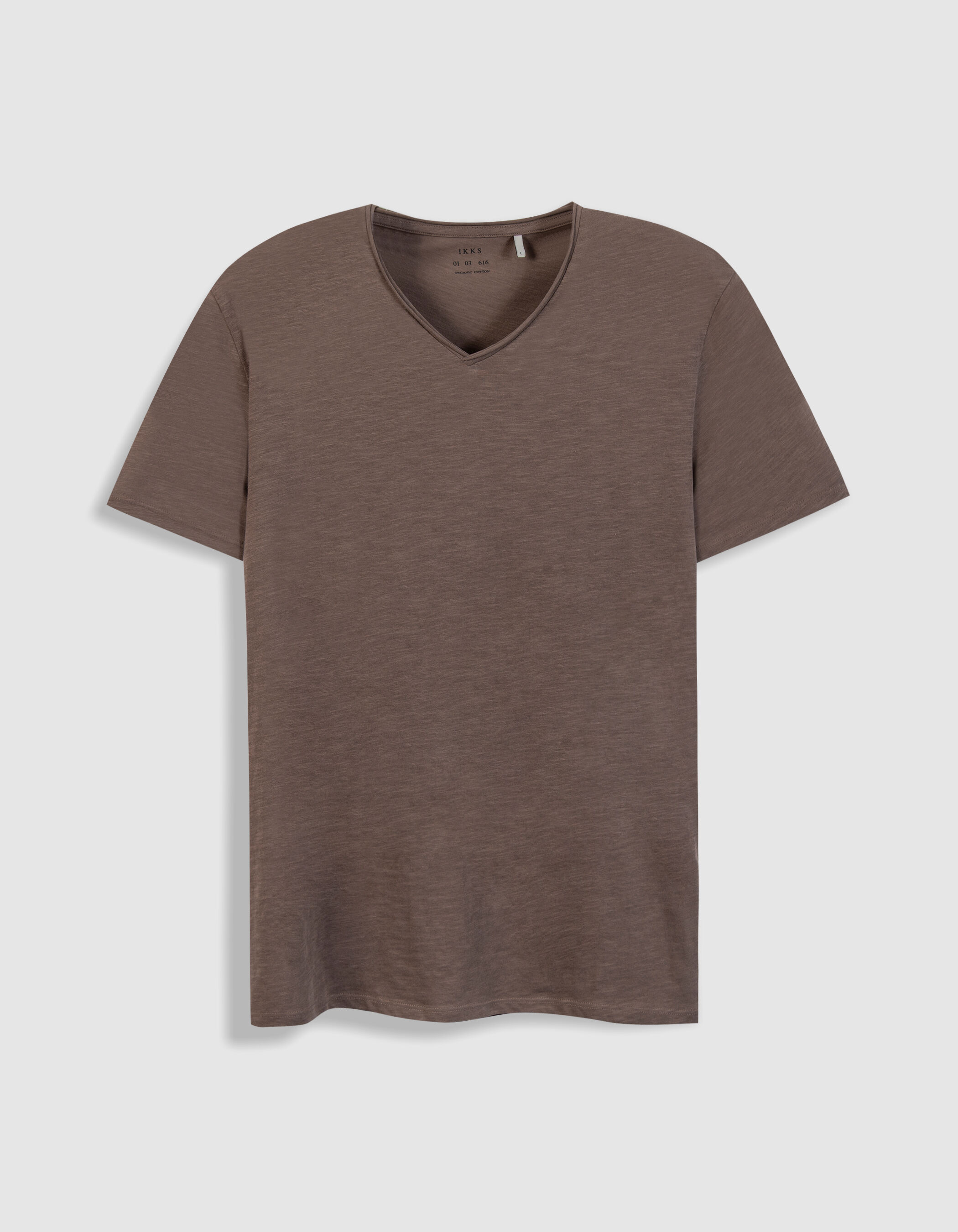 T-shirt encolure V bordeaux coton bio flammé Homme