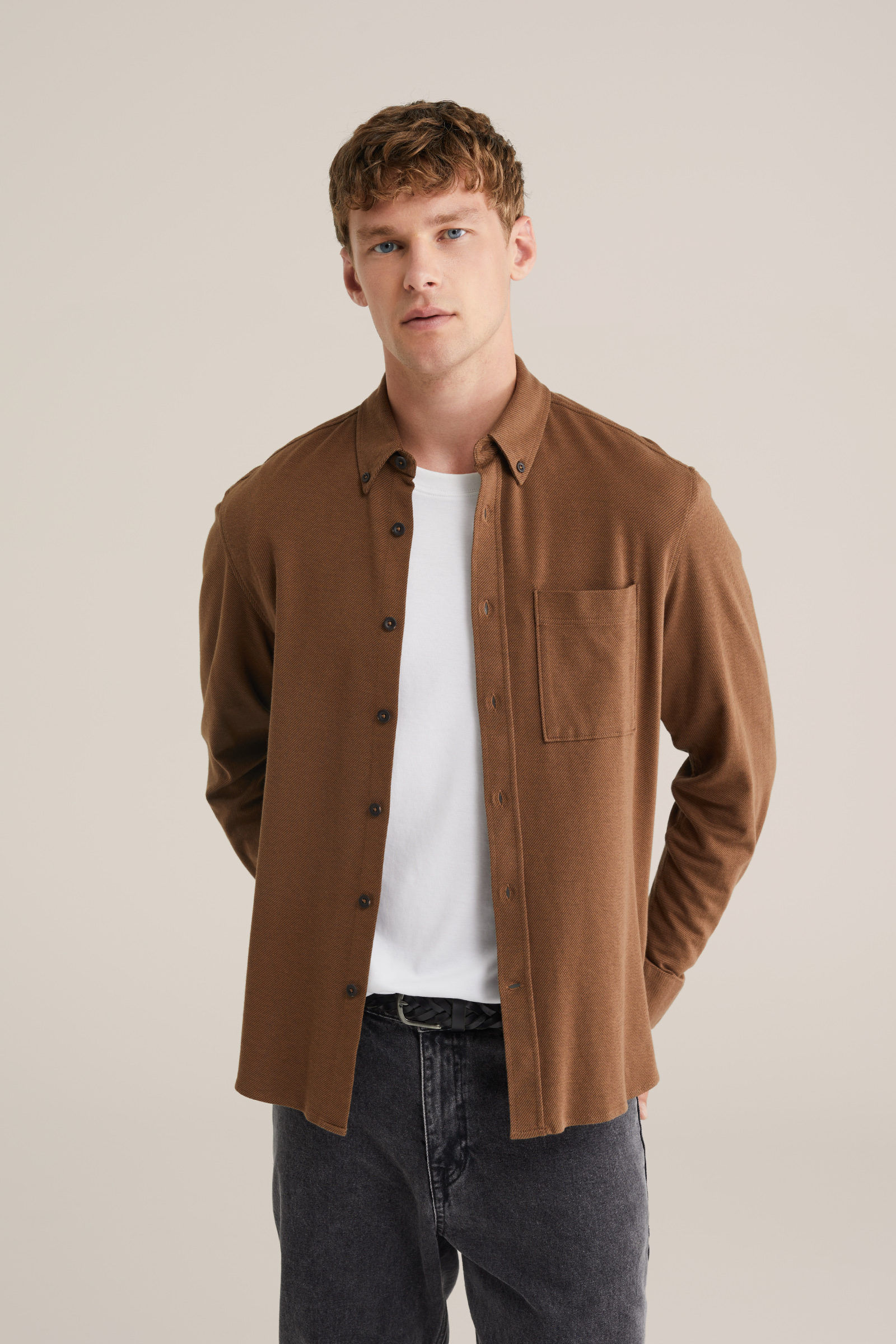 Heren regular fit gebreid shirt