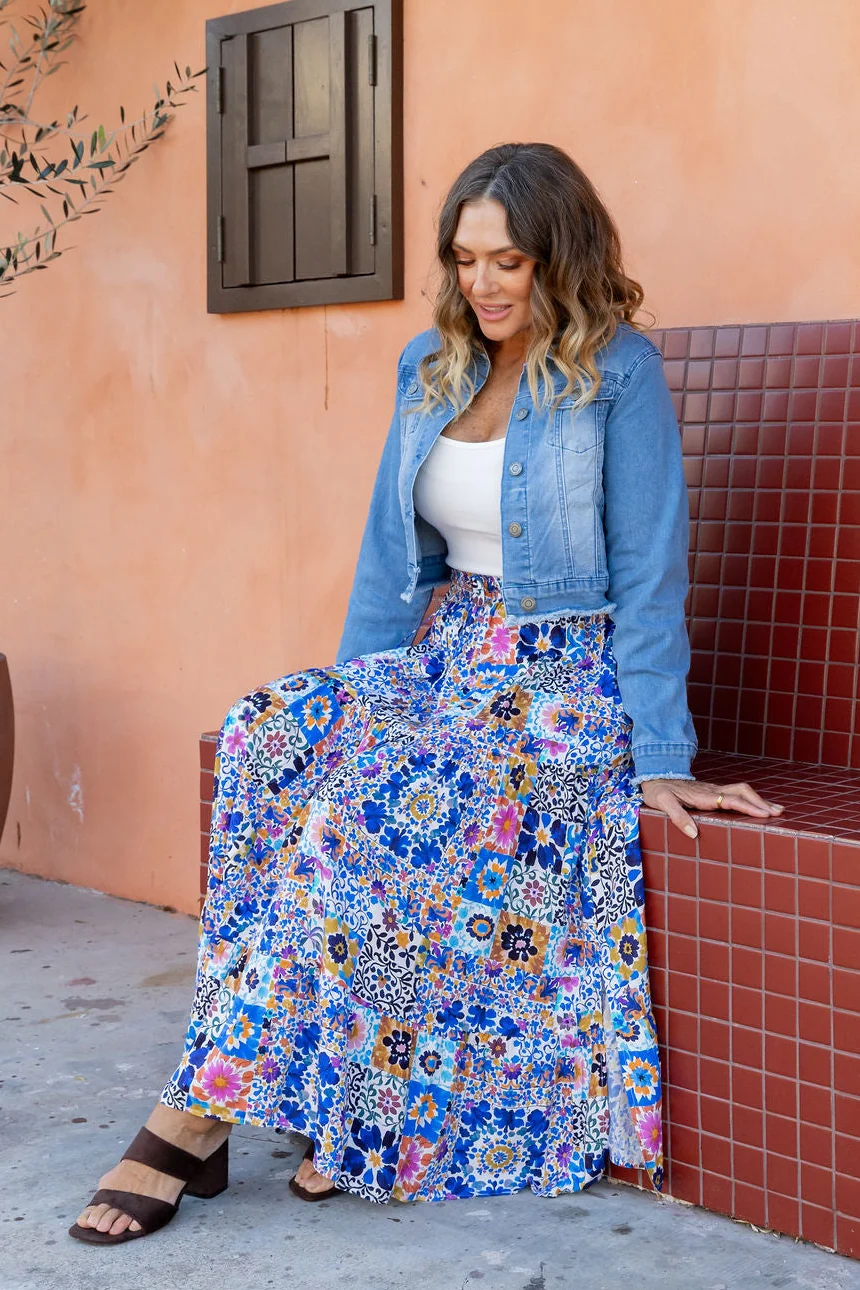 Carrie Skirt in Floral Tiles