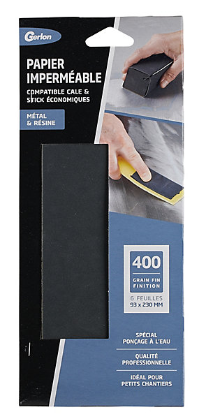 6 feuilles d'abrasif imperméable grain fin