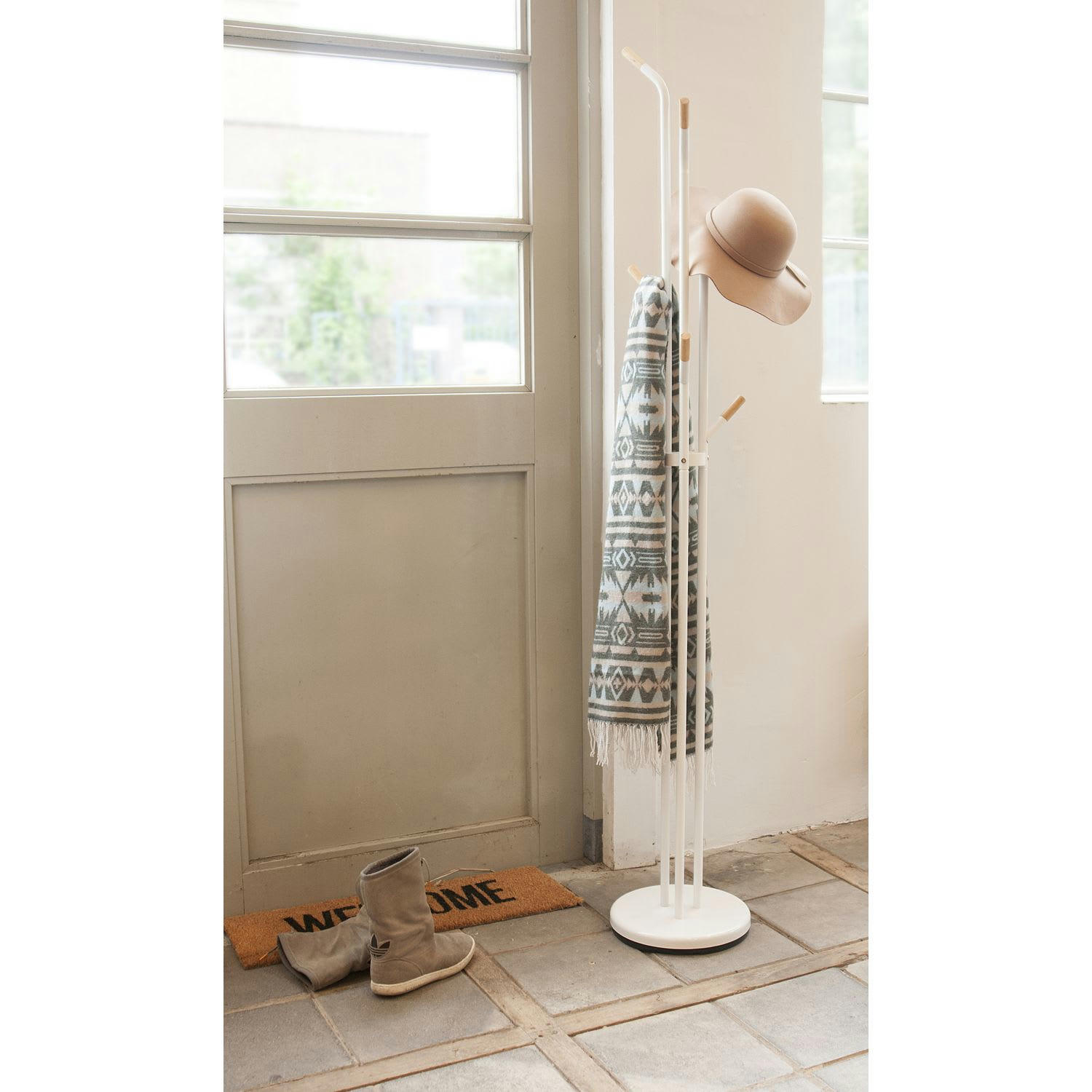 FUSHION - Porte-manteau design diam. 30 x h. 188 cm blanc