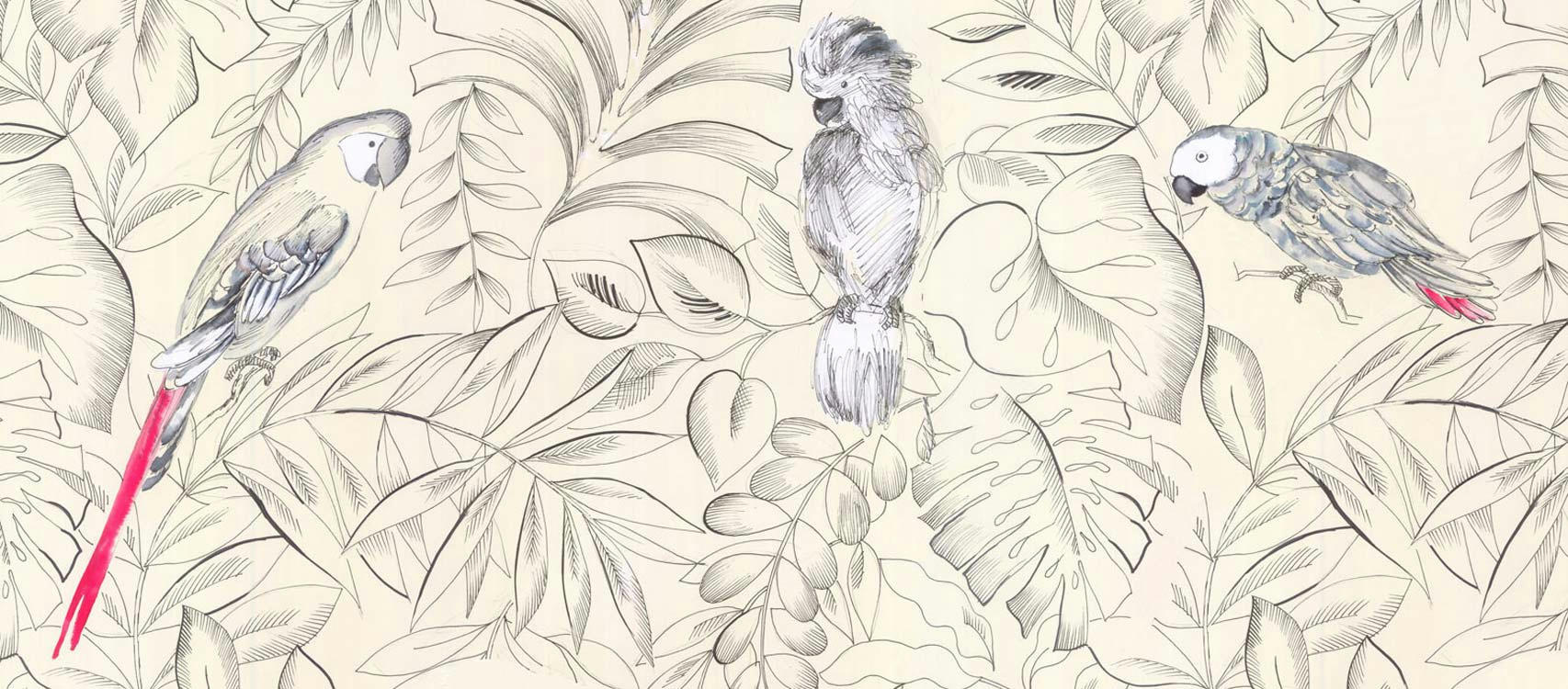 PERROQUETS - Tête de lit sans support en bois 180*70 cm