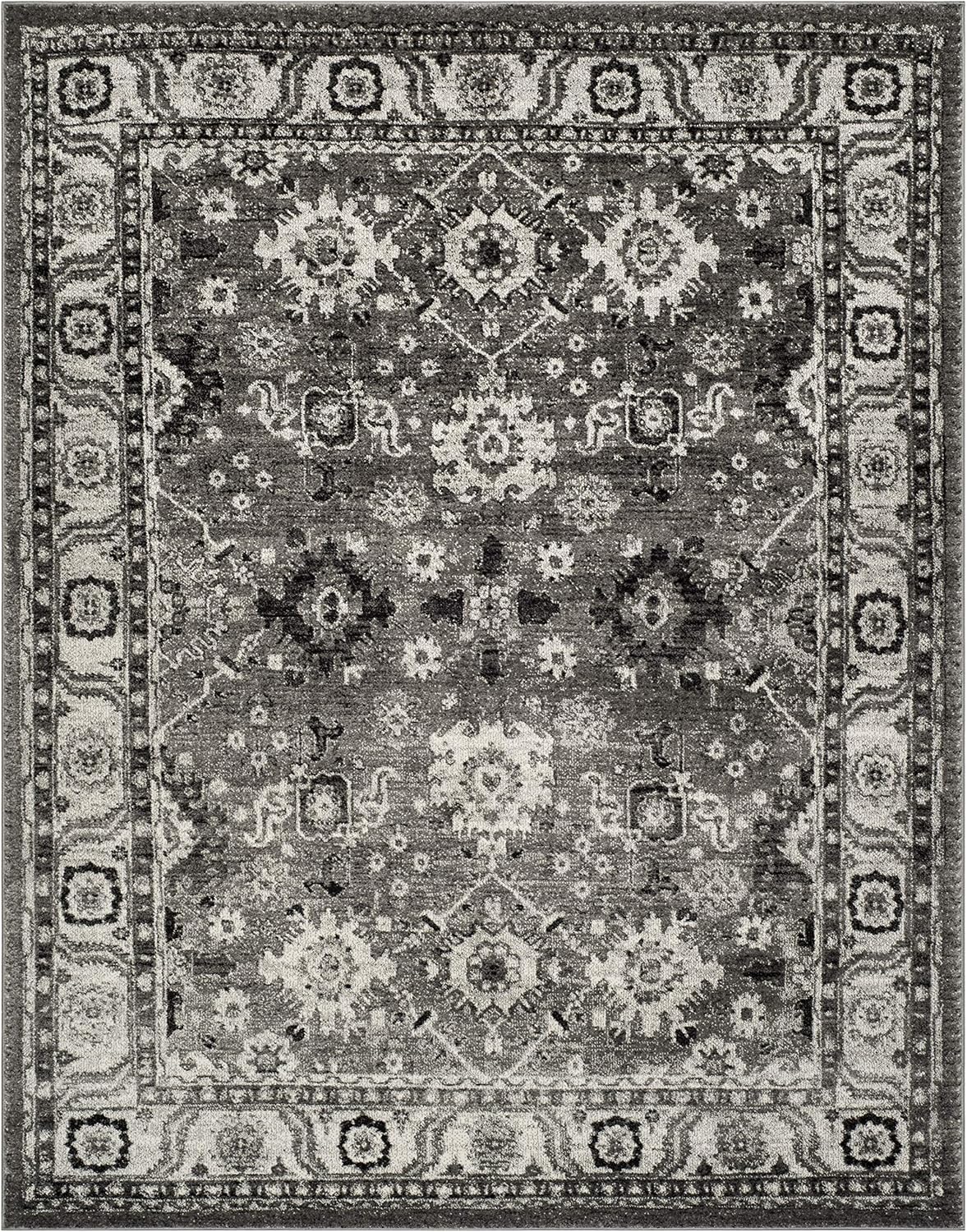 SAFAVIEH Area Rug 8x10 - Vintage Hamadan Collection - Large - Grey & Black, Traditional Persian Design, Non-Shedding & Easy to Clean, Ideal for Living Room, Bedroom, Dining Space (VTH214K)