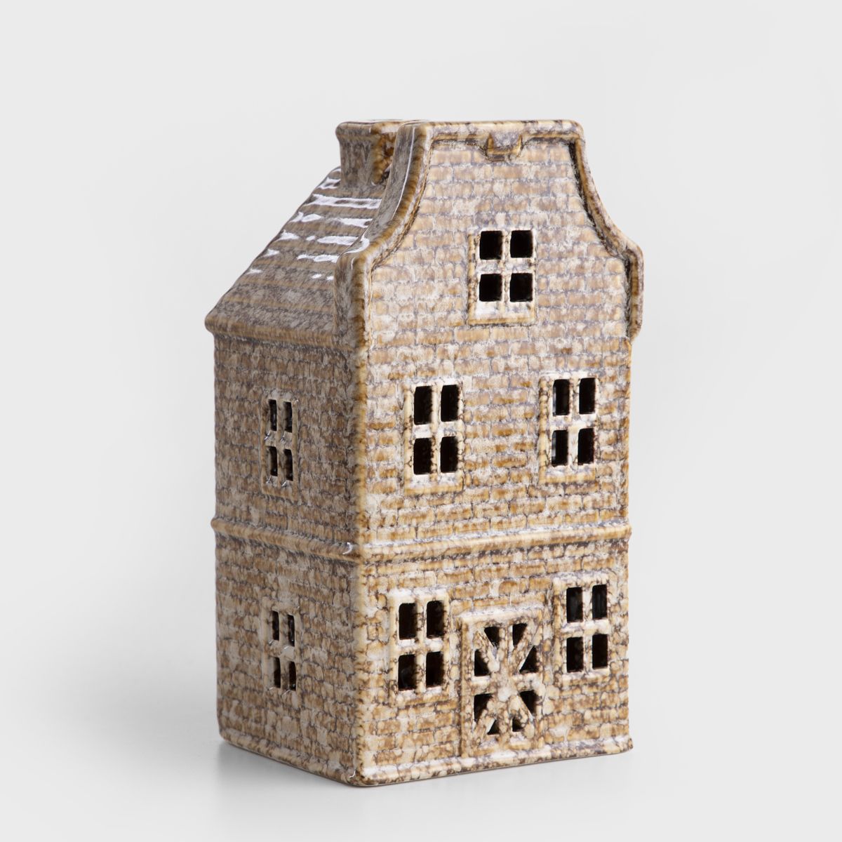 Domek LED CRISPO ceramiczny brązowy 11x10x21 cm