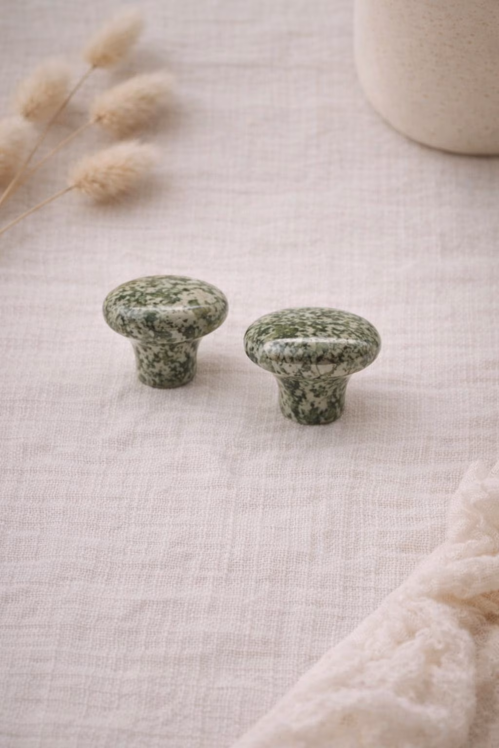 Green Granite Ceramic Knob – Speckled Enamelware Drawer Pull – Vintage Style Kitchen Hardware
