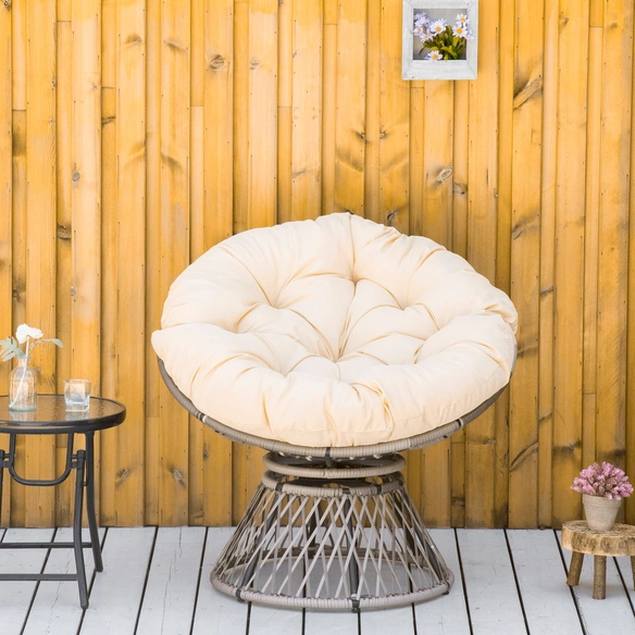 Korbsessel, PE-Rattan, BxTxH: 87x97x90 cm, beige