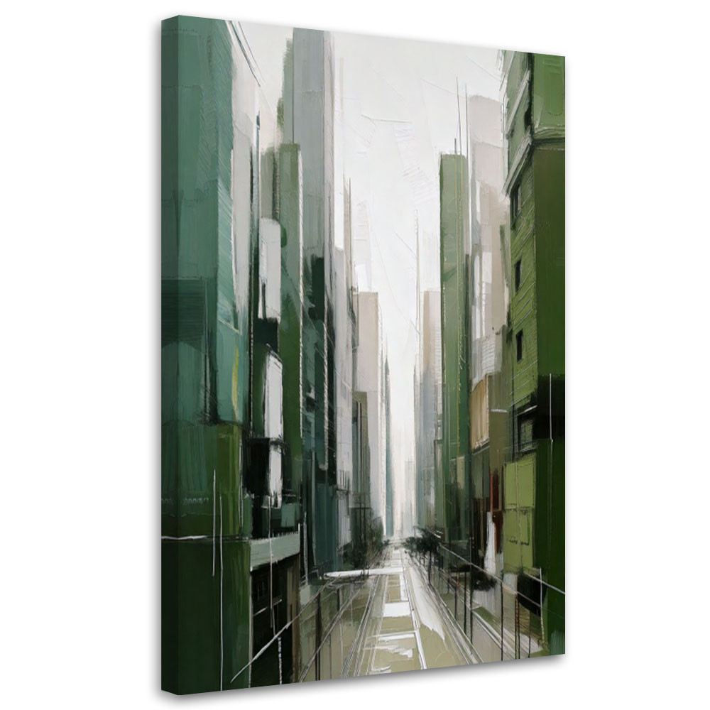 Feeby Obraz na płótnie, Miasto Architektura Akwarela Zieleń 40x60