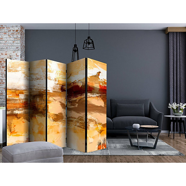 Paravent Tempête du Désert: Séparation Artistique Originale 225 x 172 cm Orange et Bronze