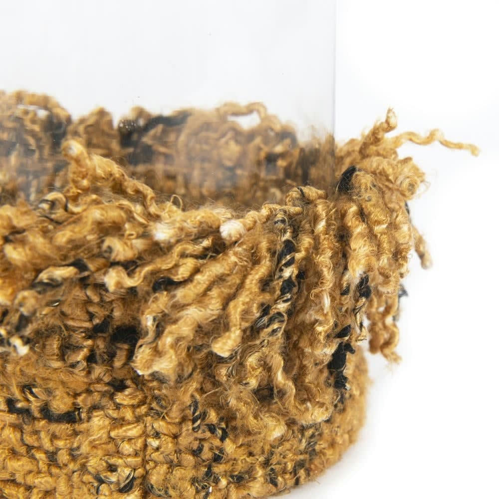 OH MY GEE - Bougeoir en verre et coton jaune noir15x25