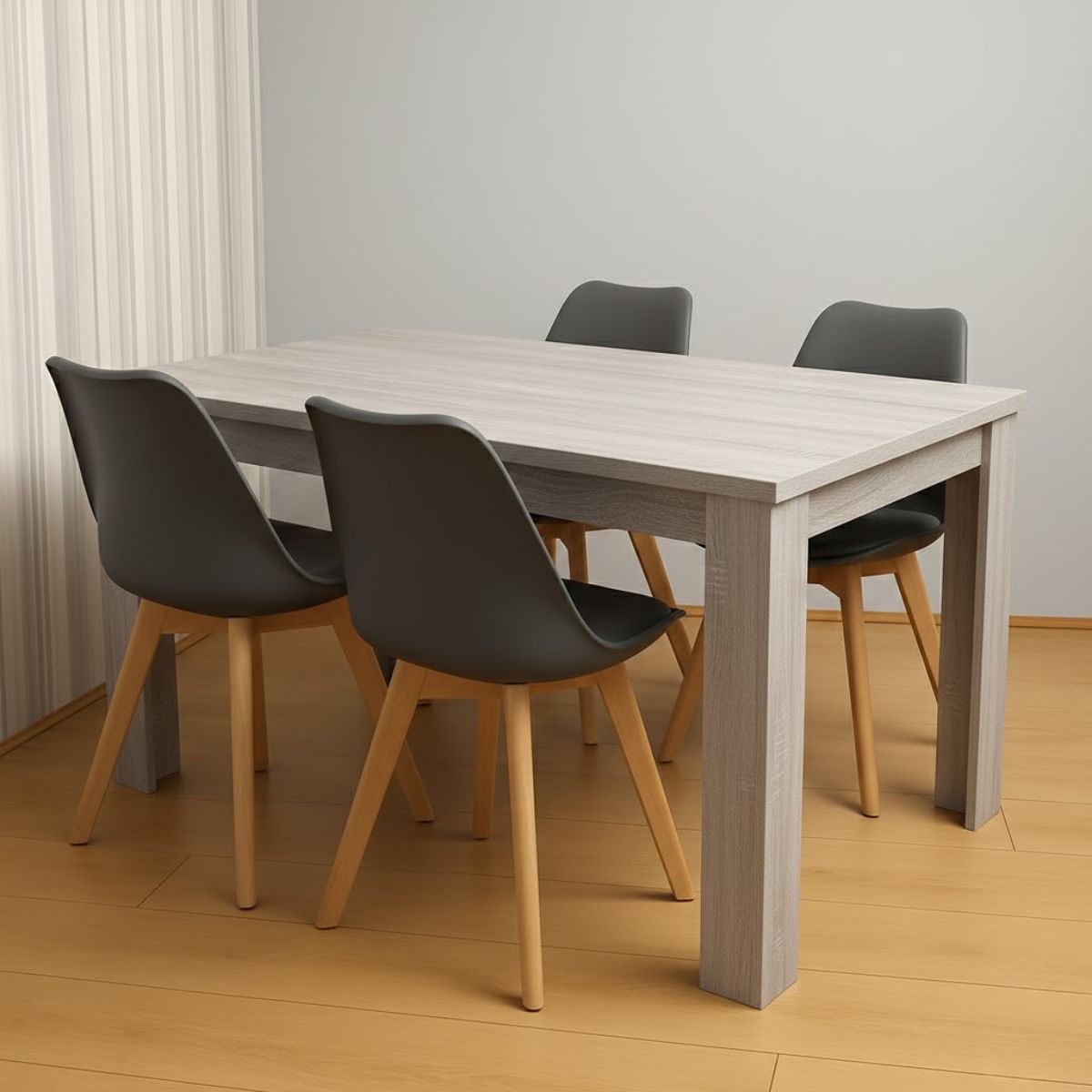 KOSY KOALA Modern Grey Dining Table Set With 4 Grey Chairs Dining Room Furniture