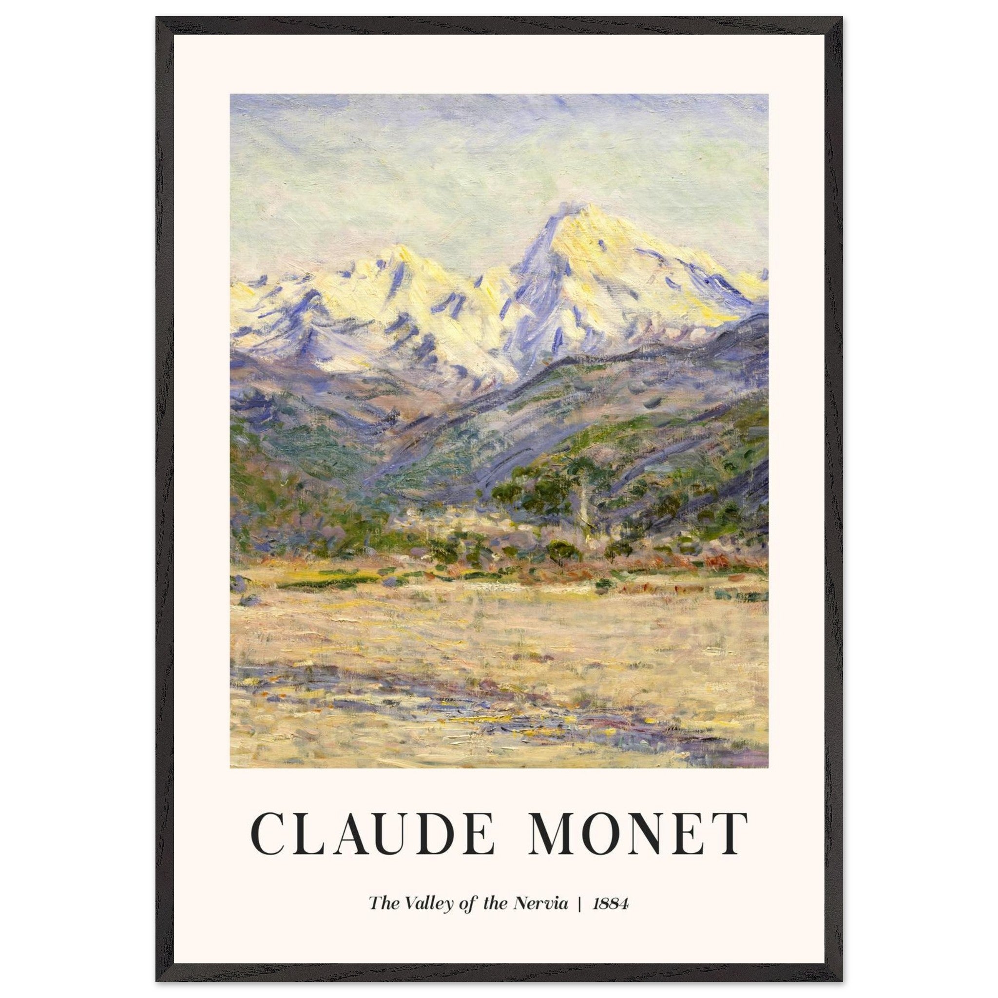 Artfulprints Poster met Lijst Claude Monet - The valley of the Nervia  - 70x100 cm - Bruin