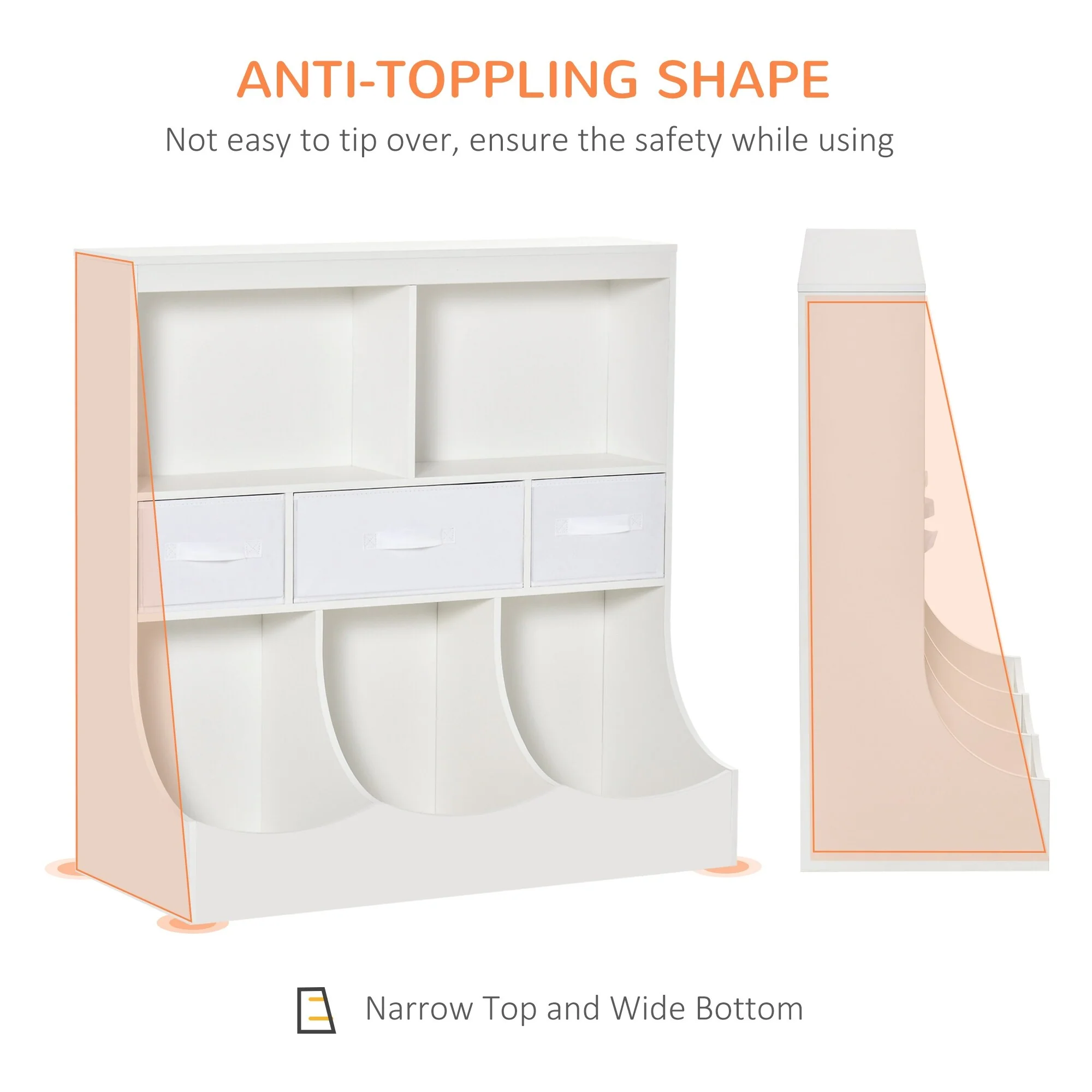 Kids Bookcase, Toy Storage Organizer Cabinet, Children Display Bookshelf with Drawers for Toys, Clothes, Books