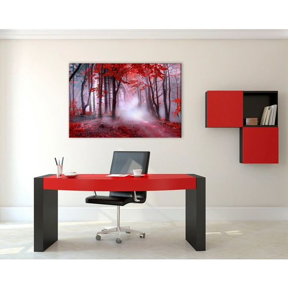 Keilrahmenbild Mystischer roter Wald, 78x118 cm