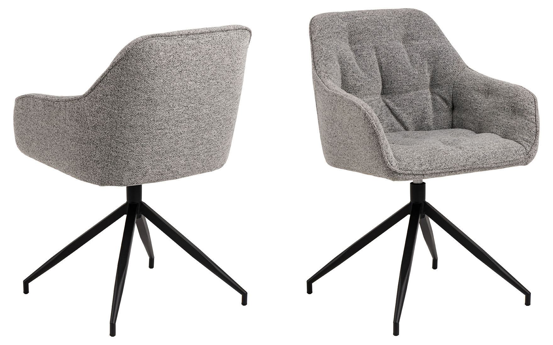 Rebellenclub Eetkamerstoel Harstad - Grijs Bouclé met een Mat Zwart Frame