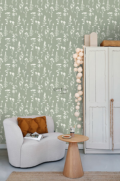 ESTAhome papier peint fleurs des champs vert jade 50 x 900 cm