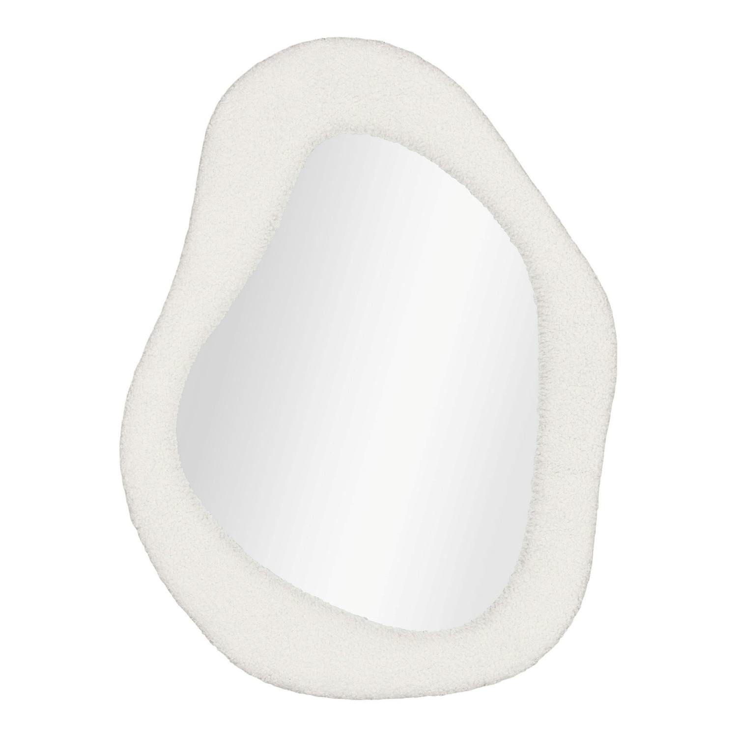 Miroir design organique avec cadre bouclette blanche 61cm BRIG